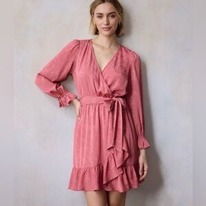 LC Lauren Conrad Pink Long Sleeve Wrap Dress